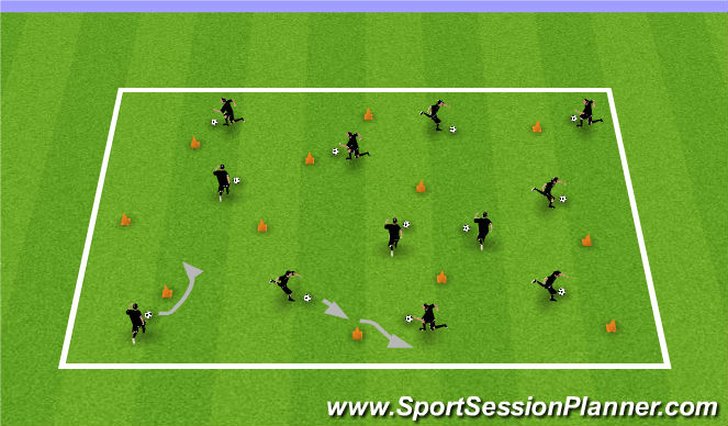 Football/Soccer Session Plan Drill (Colour): Ball Each with cones