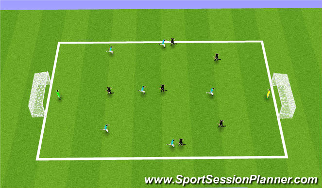 Football/Soccer Session Plan Drill (Colour): Reg 7 v 7 scrimmage