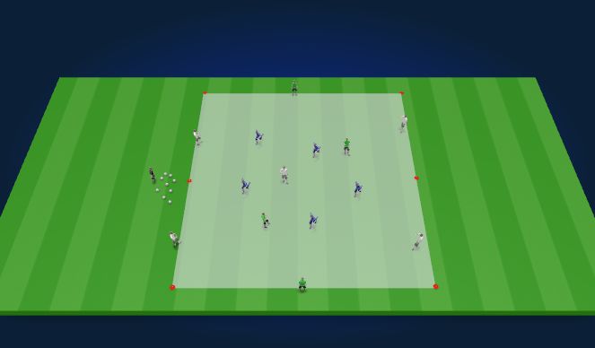 Football/Soccer Session Plan Drill (Colour): Act 2: Barca Possession 5v5+4