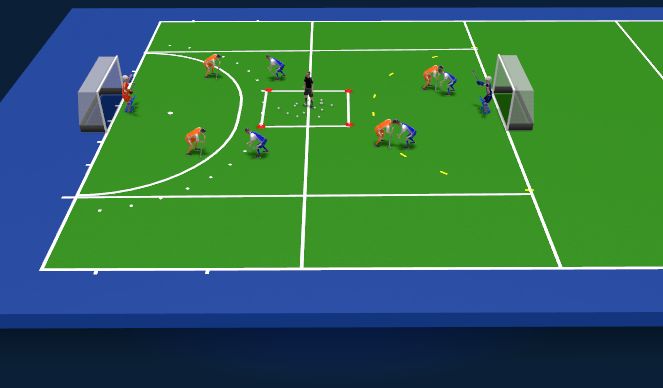 Hockey Session Plan Drill (Colour): Blocked Out Zone Game