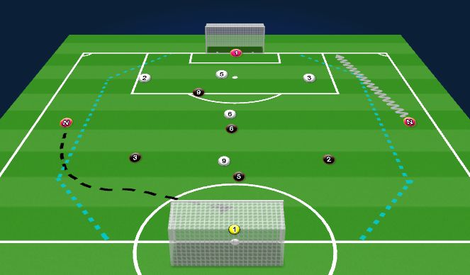Football/Soccer Session Plan Drill (Colour): 6+2 v 6+2 Wide Neutrals - 311 Shape
