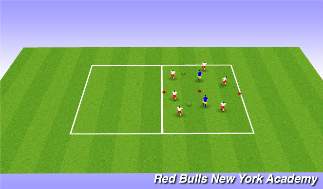 Football/Soccer Session Plan Drill (Colour): 3v1 pos