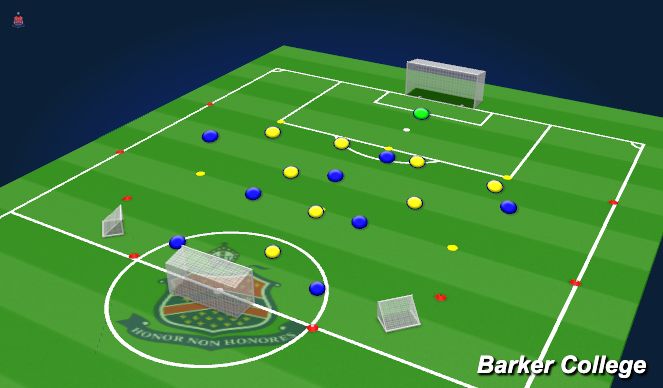 Football/Soccer Session Plan Drill (Colour): ATT CTA Attack V Defence Spliting Lines 