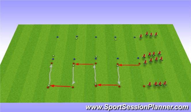 Football/Soccer Session Plan Drill (Colour): Warm up dribbling