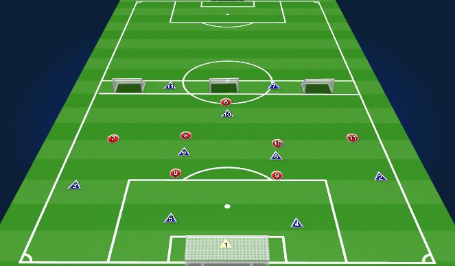 Football/Soccer Session Plan Drill (Colour): 8v7+2 Playing Out