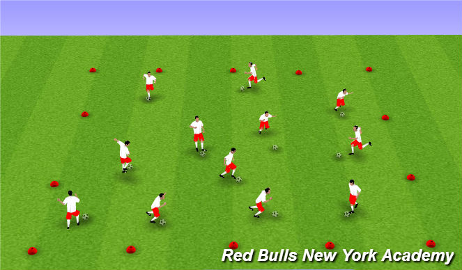 Football/Soccer Session Plan Drill (Colour): Warm-Up: Dribbling Foundation