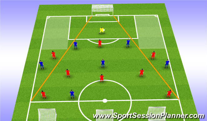 Football/Soccer Session Plan Drill (Colour): Blue's w/ ball Diagram