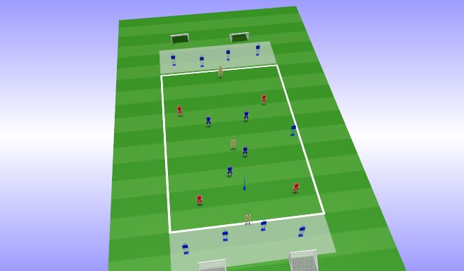 Football/Soccer Session Plan Drill (Colour): 4v4+3 Vertikal