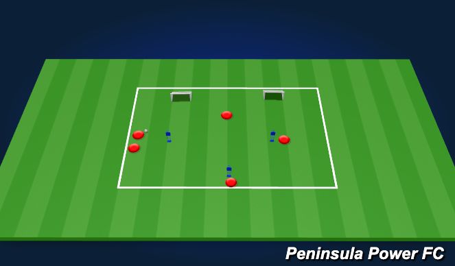 Football/Soccer Session Plan Drill (Colour): 1v1 warmup practice 