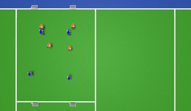 Hockey Session Plan Drill (Colour): 4vs4 or 5vs5 mini Game (2 goals)