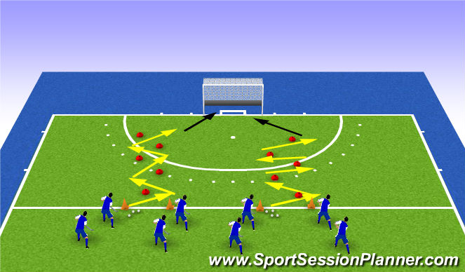 Hockey Session Plan Drill (Colour): passen met visie
