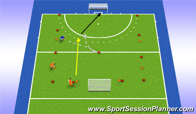Hockey Session Plan Drill (Colour): Overtal aanvallen