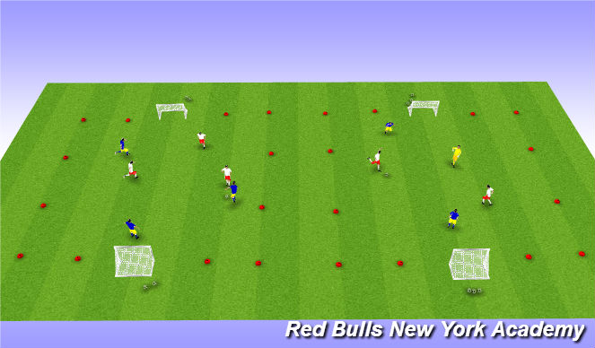 Football/Soccer Session Plan Drill (Colour): Tournament 3v3 or 2v2+1