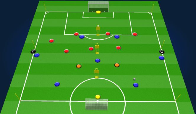 Football/Soccer Session Plan Drill (Colour): 8V8+2 Training Game (Switch to Score)