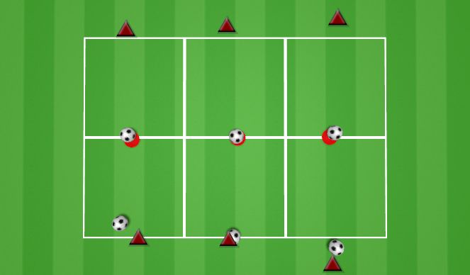 Football/Soccer Session Plan Drill (Colour): PASSING CONE KNOCKDOWN (YOUNGEST AGE)