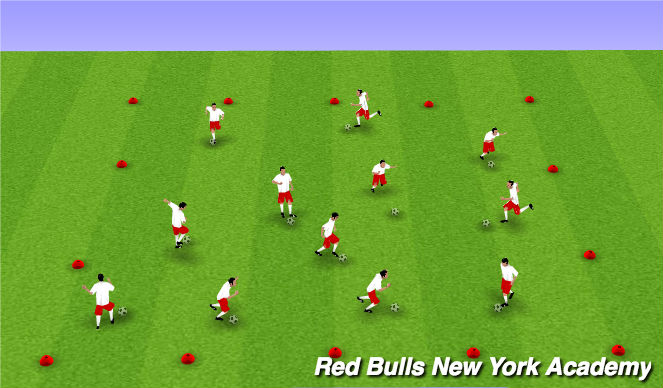 Football/Soccer Session Plan Drill (Colour): Warm-Up: Dribbling Foundation