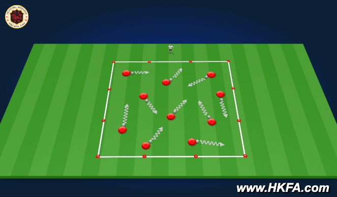 Football/Soccer Session Plan Drill (Colour): 熱身 (10mins)