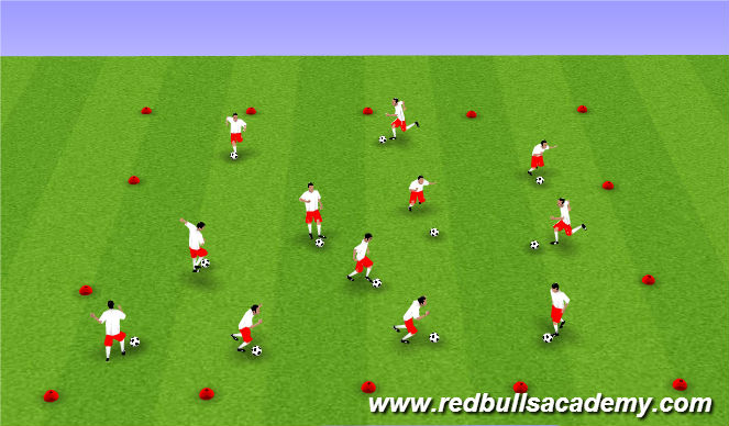 Football/Soccer Session Plan Drill (Colour): Warm-Up: Dribbling Foundation 1