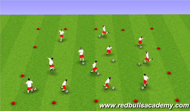 Football/Soccer Session Plan Drill (Colour): Warm-Up: Dribbling Foundation