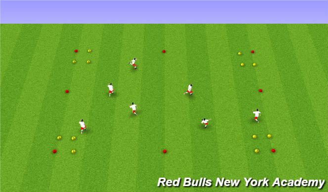 Football/Soccer Session Plan Drill (Colour): freeze tag warm up