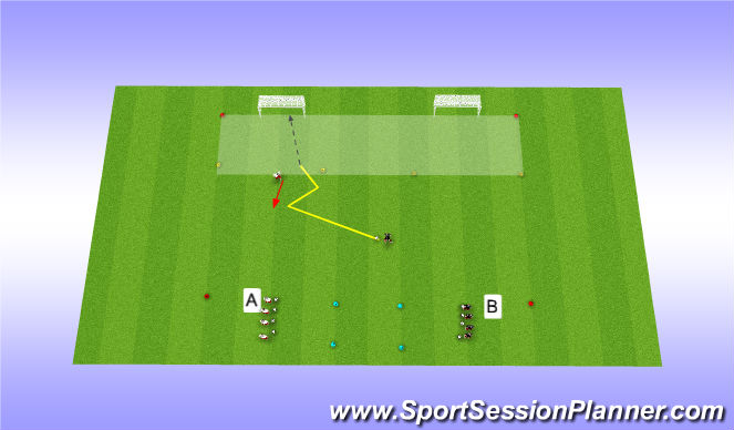 Football/Soccer Session Plan Drill (Colour): 1v1 Diagonal Runs