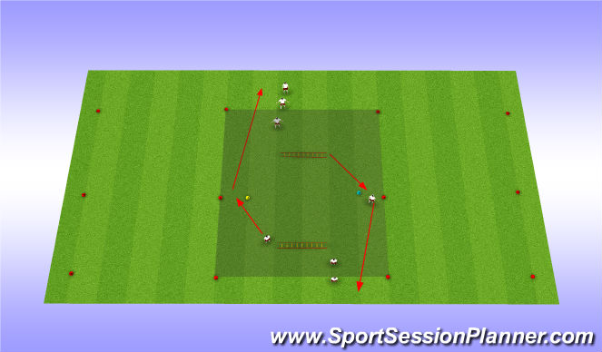 Football/Soccer Session Plan Drill (Colour): SAQ Ladder warm up U9+