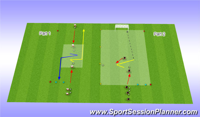 Football/Soccer Session Plan Drill (Colour): 1v1 repetition & fully opposed #10