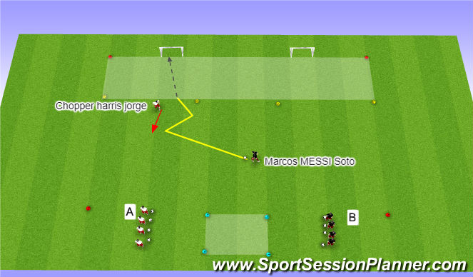 Football/Soccer Session Plan Drill (Colour): 1v1 Diagonal Runs
