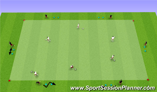 Football/Soccer Session Plan Drill (Colour): Passing & First touch Warm UP