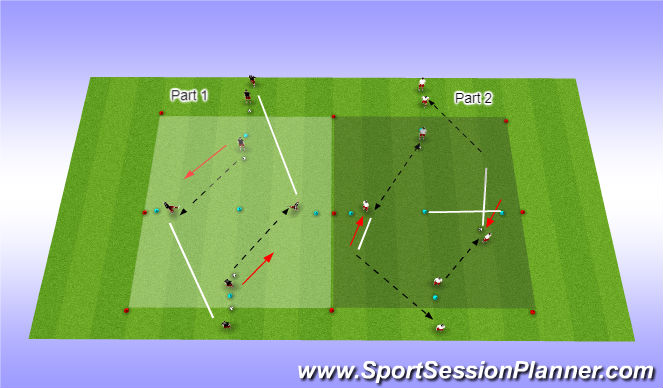 Football/Soccer Session Plan Drill (Colour): Passing & Receiving repetitions