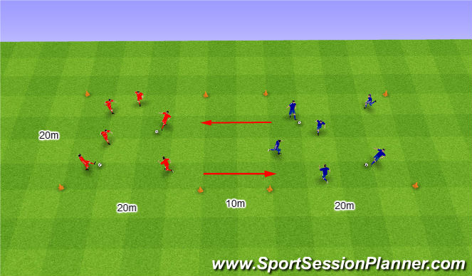 Football/Soccer Session Plan Drill (Colour): Two Teams in two grids. Dwa Zespoły w dwóch polach.