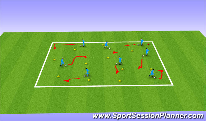 Football/Soccer Session Plan Drill (Colour): Warm Up / Intro