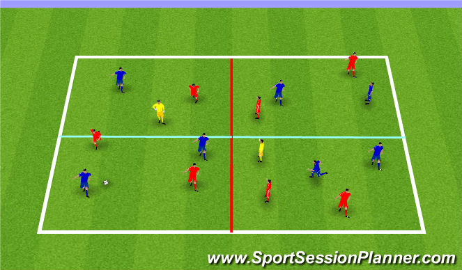 Football/Soccer Session Plan Drill (Colour): SSG 6 V 6 +2