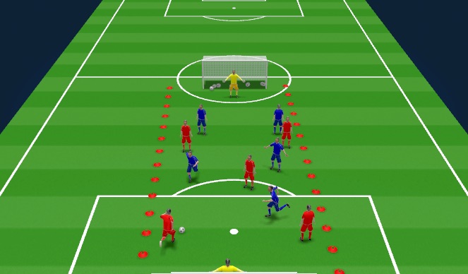 Football/Soccer Session Plan Drill (Colour): Narrow pitch 5v5 half