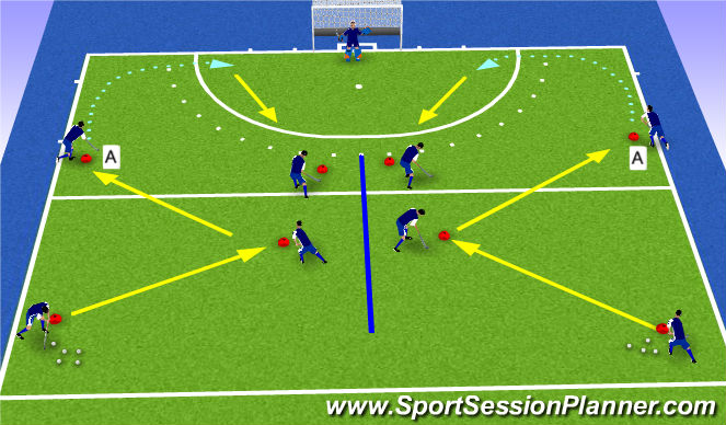 Hockey Session Plan Drill (Colour): Ghost Attack