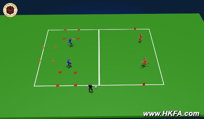 Football/Soccer Session Plan Drill (Colour): 2 vs 2 game