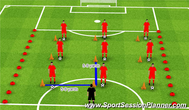 Football/Soccer Session Plan Drill (Colour): Warm Up Part 1