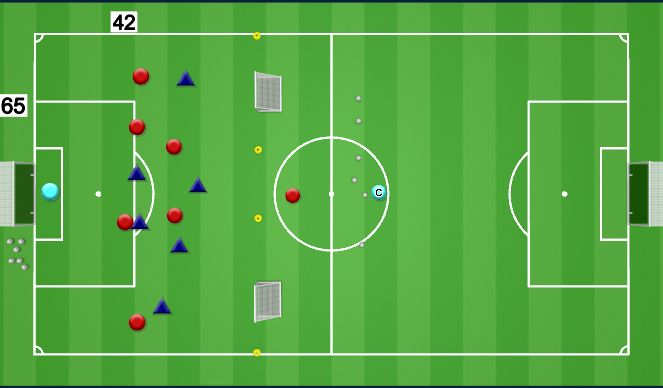 Football/Soccer Session Plan Drill (Colour): 8v7 def in low block