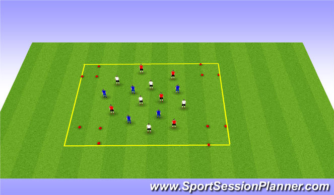 Football/Soccer Session Plan Drill (Colour): 3 team possesion
