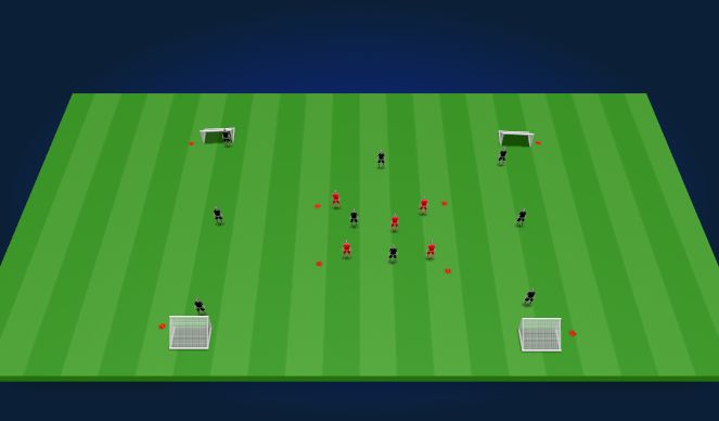 Football/Soccer Session Plan Drill (Colour): Skill (Opposed) - 9 vs 5, 5 vs 2