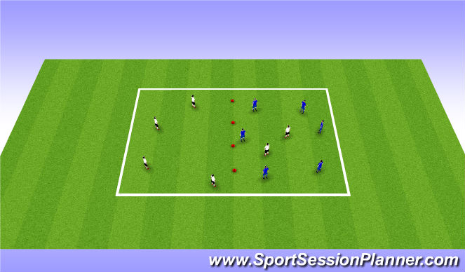 Football/Soccer Session Plan Drill (Colour): 6v2 possesion