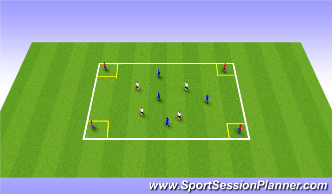 Football/Soccer Session Plan Drill (Colour): 4v4 possesion with neutral players
