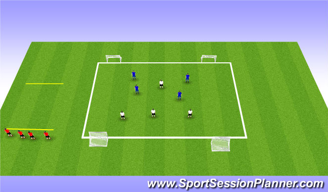 Football/Soccer Session Plan Drill (Colour): 4v4 four goal game