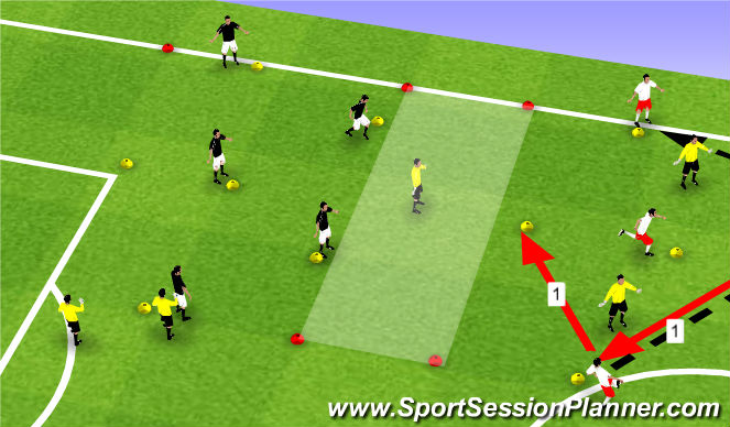 Football/Soccer Session Plan Drill (Colour): 15 player 5v2