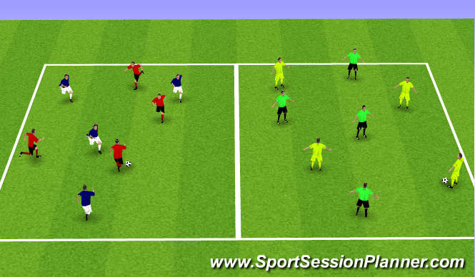 Football/Soccer Session Plan Drill (Colour): Pressing play 4v4