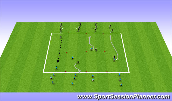 Football/Soccer Session Plan Drill (Colour): 1v1  line soccer