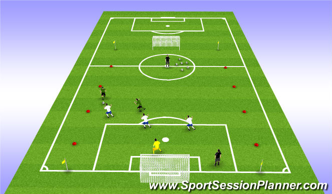 Football/Soccer Session Plan Drill (Colour): Back 3