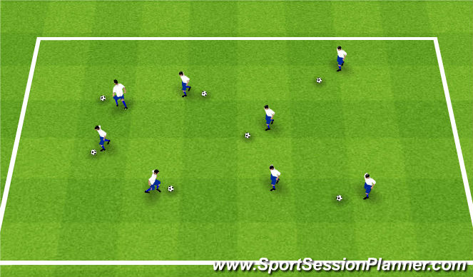 Football/Soccer Session Plan Drill (Colour): Ball control warm up