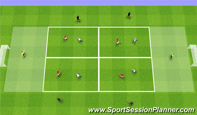 Football/Soccer Session Plan Drill (Colour): ESSG 4v4 + 6