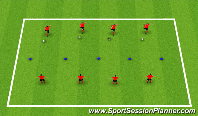 Football/Soccer Session Plan Drill (Colour): Warm-Up: Shooting through Gates